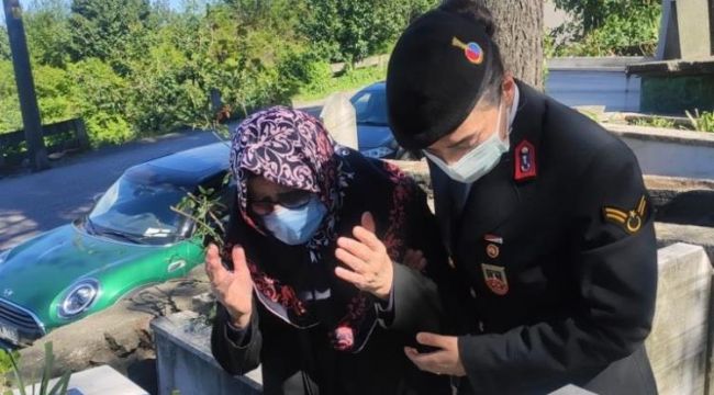 -Şehit evladının mezarına Jandarma götürdü