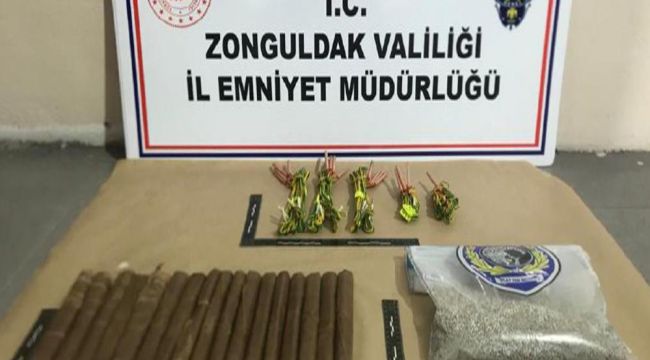  2 kilo uyuşturucu ve dinamit ele geçirildi