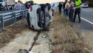  Yoldan çıkan otomobil yan yattı: 3’ü çocuk 6 kişi yaralandı